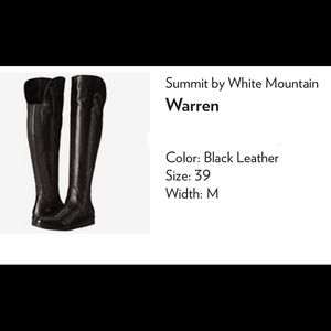 Tall over the knee boots made in Italy. Summit by white mountain.